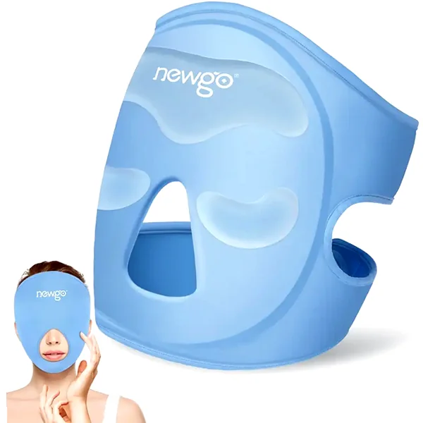 Face ice mask with thick gel pads for forehead and eye-zone cooling and swelling relief