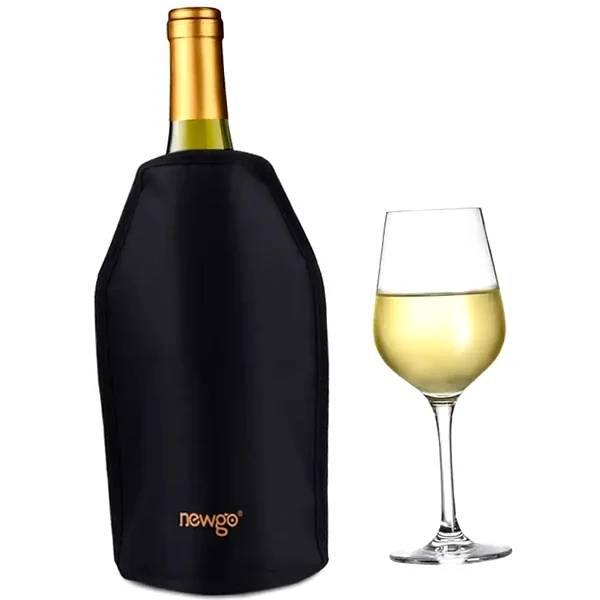 Flexible wine cooler sleeve for faster, even chilling of standard wine and champagne bottles